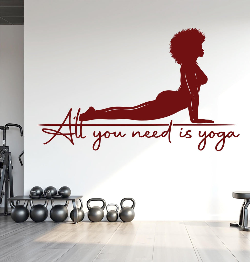 Yoga Wall Decal, Afro Girl Yoga Wall Sticker, Yoga Wall Art, Yoga Wall Art Decor, Yoga Studio Wall Decal, Gym Wall Sticker Meditation 818LU