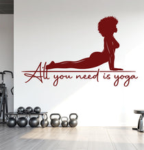 Load image into Gallery viewer, Yoga Wall Decal, Afro Girl Yoga Wall Sticker, Yoga Wall Art, Yoga Wall Art Decor, Yoga Studio Wall Decal, Gym Wall Sticker Meditation 818LU