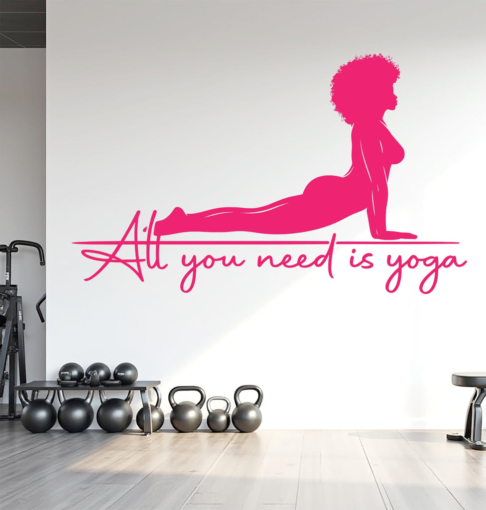 Yoga Wall Decal, Afro Girl Yoga Wall Sticker, Yoga Wall Art, Yoga Wall Art Decor, Yoga Studio Wall Decal, Gym Wall Sticker Meditation 818LU