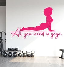 Load image into Gallery viewer, Yoga Wall Decal, Afro Girl Yoga Wall Sticker, Yoga Wall Art, Yoga Wall Art Decor, Yoga Studio Wall Decal, Gym Wall Sticker Meditation 818LU