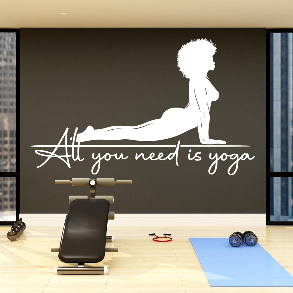 Yoga Wall Decal, Afro Girl Yoga Wall Sticker, Yoga Wall Art, Yoga Wall Art Decor, Yoga Studio Wall Decal, Gym Wall Sticker Meditation 818LU