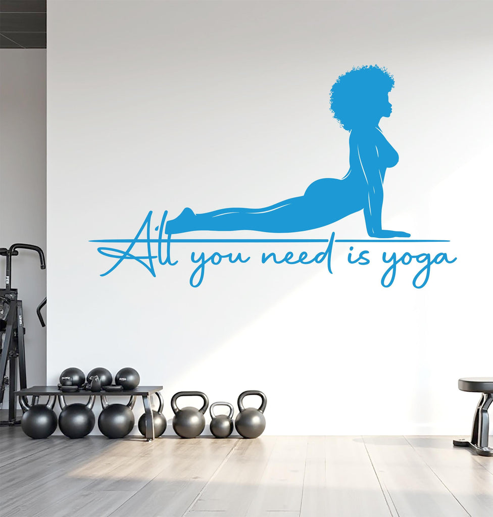 Yoga Wall Decal, Afro Girl Yoga Wall Sticker, Yoga Wall Art, Yoga Wall Art Decor, Yoga Studio Wall Decal, Gym Wall Sticker Meditation 818LU