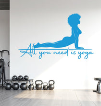 Load image into Gallery viewer, Yoga Wall Decal, Afro Girl Yoga Wall Sticker, Yoga Wall Art, Yoga Wall Art Decor, Yoga Studio Wall Decal, Gym Wall Sticker Meditation 818LU