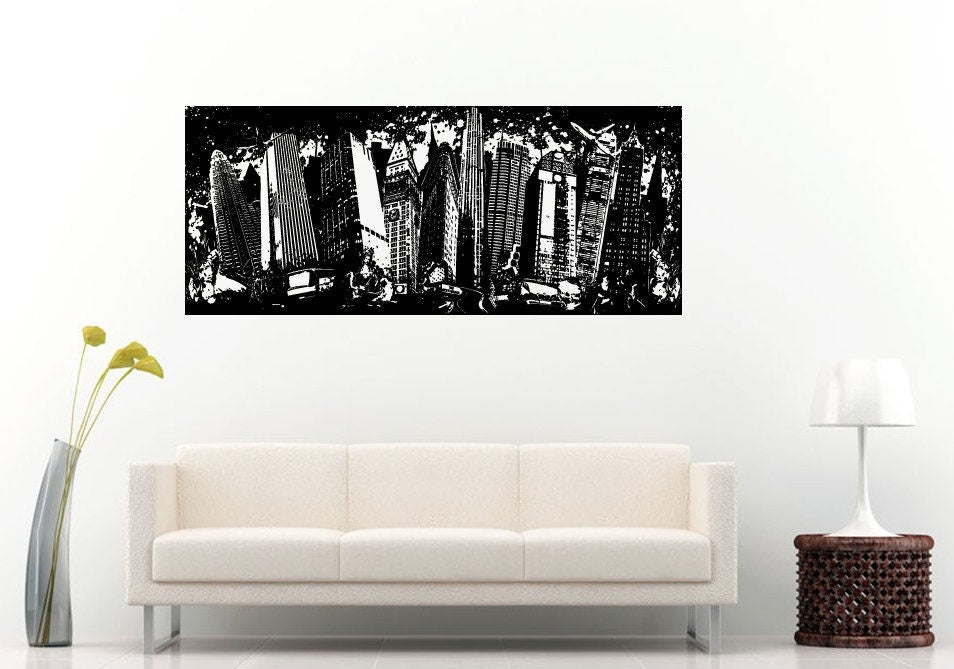 Big City Life Sky Line Point Of View Wall Decal Vinyl Sticker Mural Room Decor L758