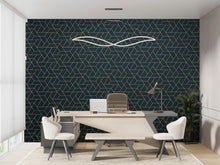 Load image into Gallery viewer, Retro Geometric Teal &amp; Gold Wallpaper, Art Deco Mid‑Century Wall Mural, Luxury Modern Interior Design for Living Room or Office 814LU