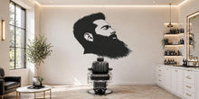 Load image into Gallery viewer, Bearded Man Wall Decal, Barber Shop Wall Decor, Beard Logo Sticker, Mens Grooming Wall Art, Barbershop Interior Design Decal