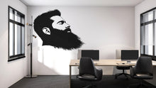 Load image into Gallery viewer, Bearded Man Wall Decal, Barber Shop Wall Decor, Beard Logo Sticker, Mens Grooming Wall Art, Barbershop Interior Design Decal