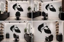 Load image into Gallery viewer, Bearded Man With Sunglasses Wall Decal, Barber Shop Wall Decor, Beard Logo Sticker, Mens Grooming Wall Art, Modern Barbershop Interior