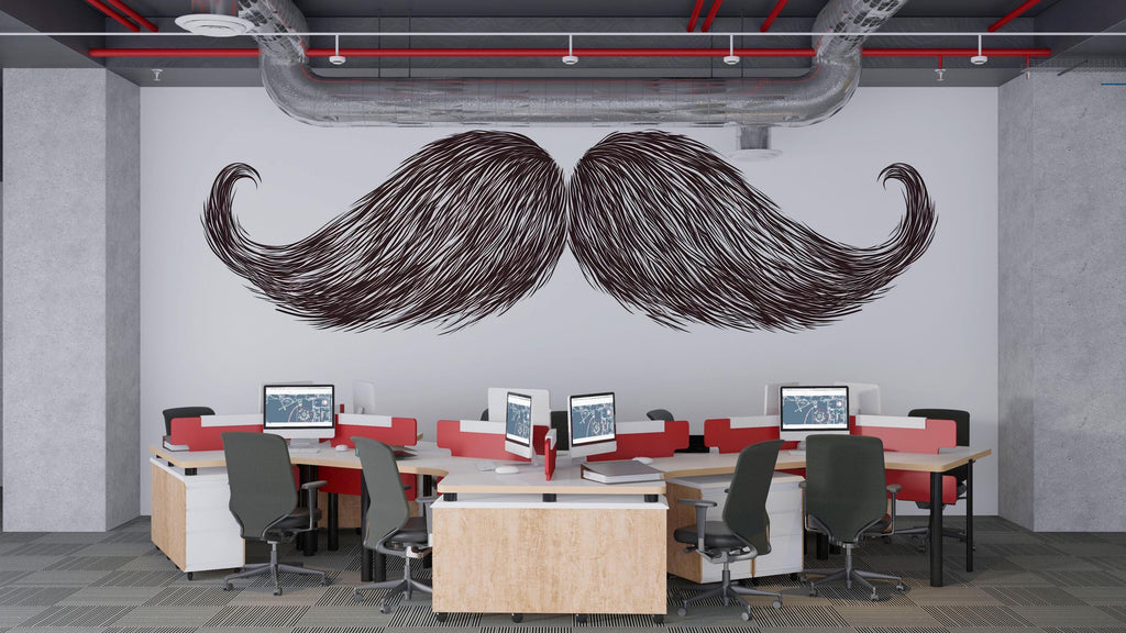 Mustache Wall Decal, Barber Shop Wall Decor, Vintage Beard Sticker, Barbershop Wall Art, Mens Grooming Studio Interior Design