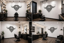 Load image into Gallery viewer, Beard And Mustache Wall Decal, Barber Shop Wall Decor, Mens Grooming Sticker, Barbershop Wall Art, Beard Logo Salon Interior Design