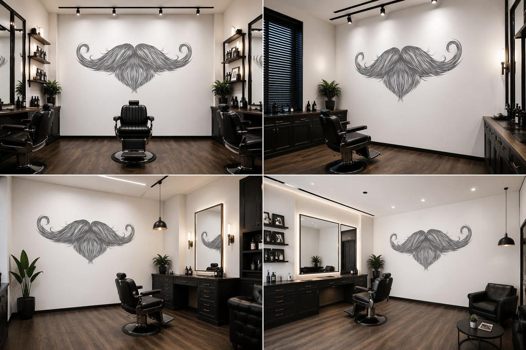 Beard Mustache Wall Decal, Barber Shop Wall Decor, Minimalist Barber Art Sticker, Mens Grooming Wall Art, Barbershop Interior Design