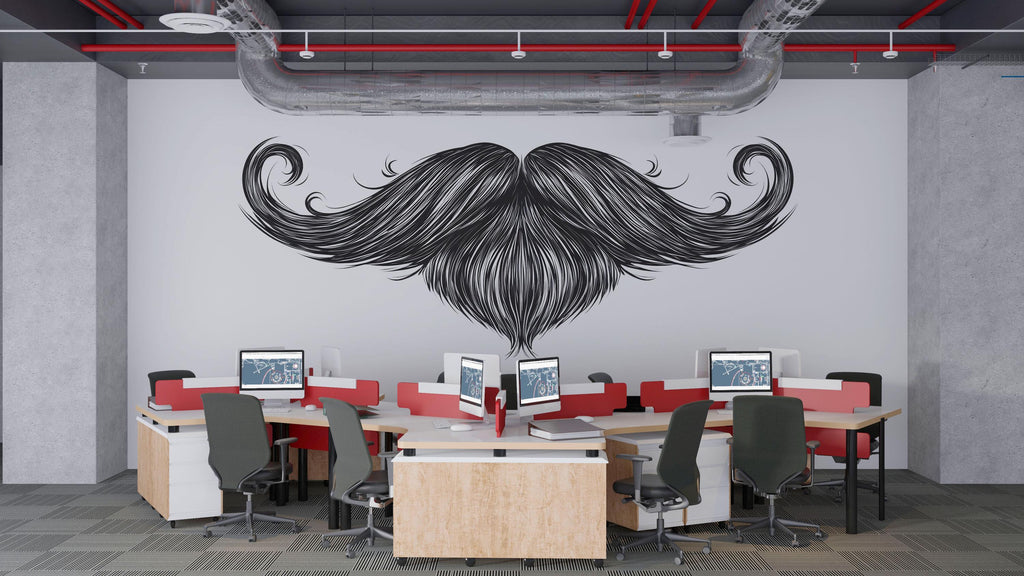 Beard Mustache Wall Decal, Barber Shop Wall Decor, Minimalist Barber Art Sticker, Mens Grooming Wall Art, Barbershop Interior Design