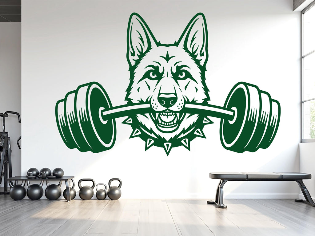 German Shepherd Gym Wall Decal Custom fitness Decor Workout Art Vinyl Dog Lover Strong Gym Wall Stickers Bedroom Workout Motivation 1122RS