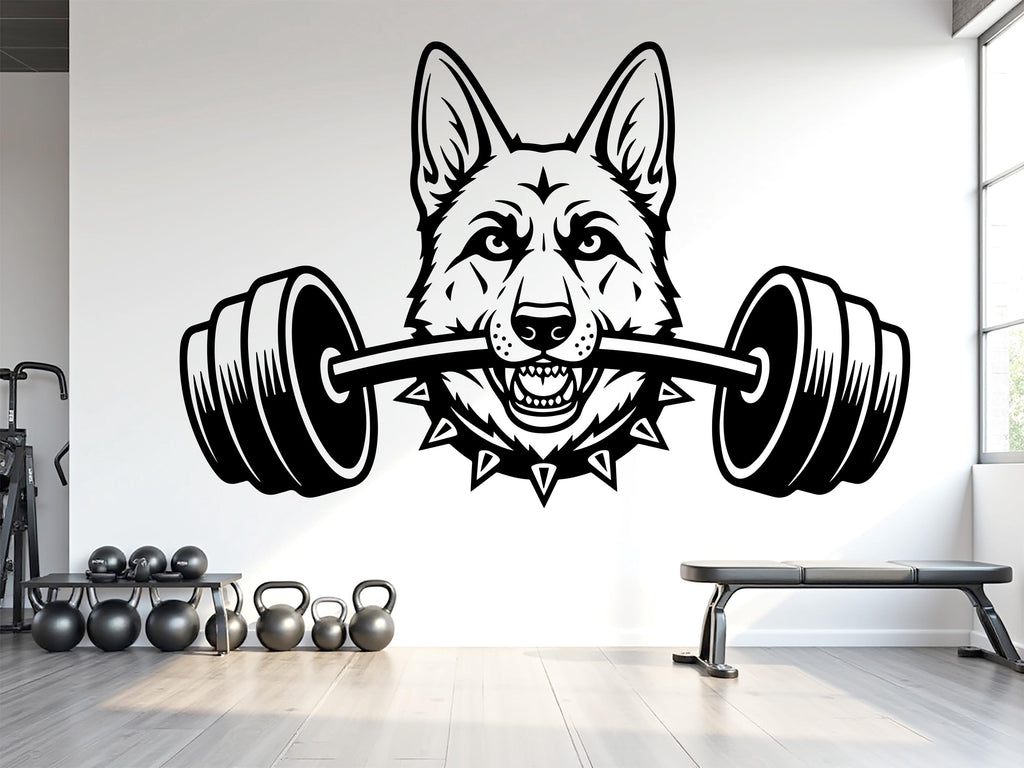 German Shepherd Gym Wall Decal Custom fitness Decor Workout Art Vinyl Dog Lover Strong Gym Wall Stickers Bedroom Workout Motivation 1122RS