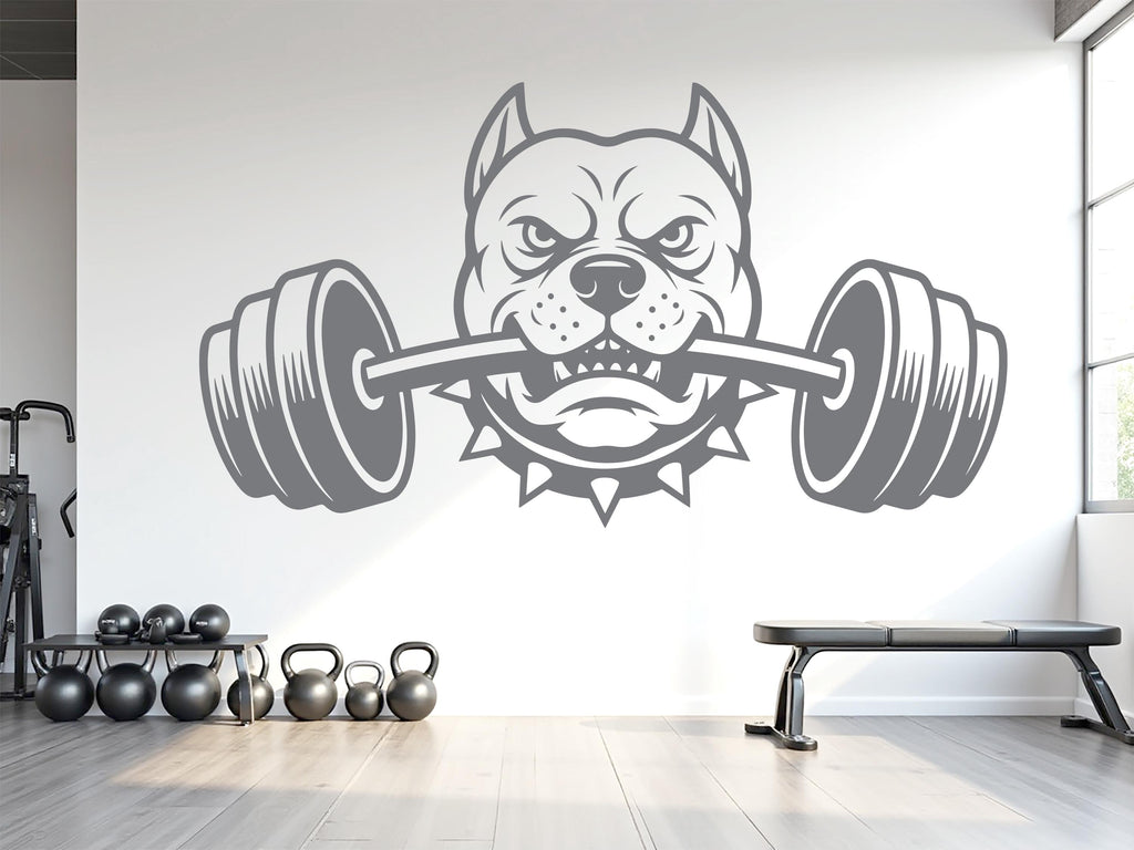 Pitbull Dog Gym Wall Decal Custom fitness Decor Workout Art Vinyl Dog Lover Strong Gym Wall Stickers Bedroom Workout Motivation 1123RS