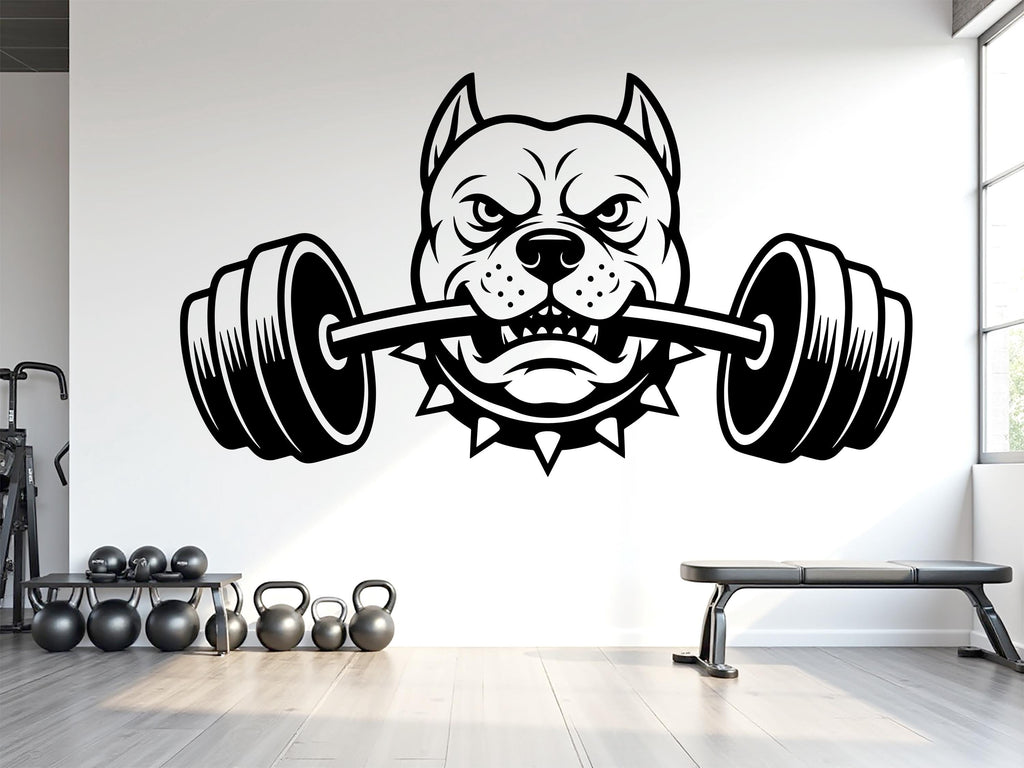 Pitbull Dog Gym Wall Decal Custom fitness Decor Workout Art Vinyl Dog Lover Strong Gym Wall Stickers Bedroom Workout Motivation 1123RS