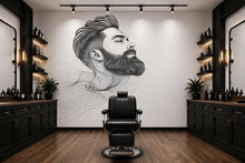 Load image into Gallery viewer, Bearded Man Wall Decal, Barber Shop Wall Decor, Modern Beard Line Art Sticker, Mens Grooming Wall Art, Barbershop Interior Design