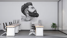 Load image into Gallery viewer, Bearded Man Wall Decal, Barber Shop Wall Decor, Modern Beard Line Art Sticker, Mens Grooming Wall Art, Barbershop Interior Design