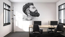 Load image into Gallery viewer, Bearded Man Wall Decal, Barber Shop Wall Decor, Modern Beard Line Art Sticker, Mens Grooming Wall Art, Barbershop Interior Design