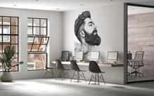 Load image into Gallery viewer, Bearded Man Wall Decal, Barber Shop Wall Decor, Modern Beard Line Art Sticker, Mens Grooming Wall Art, Barbershop Interior Design