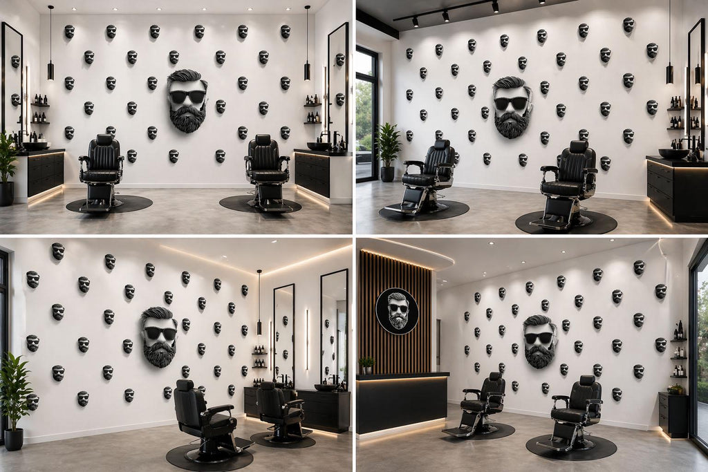 Beard Pattern Wall Decal, Barber Shop Wall Decor, Beard Icon Sticker Set, Mens Grooming Wall Art, Modern Barbershop Interior Design