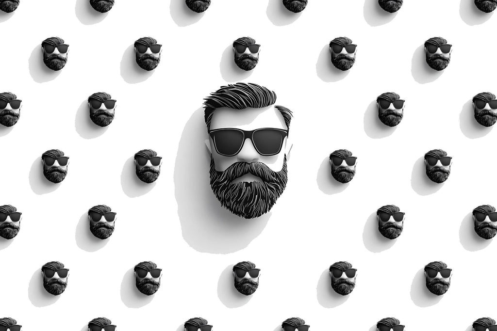Beard Pattern Wall Decal, Barber Shop Wall Decor, Beard Icon Sticker Set, Mens Grooming Wall Art, Modern Barbershop Interior Design