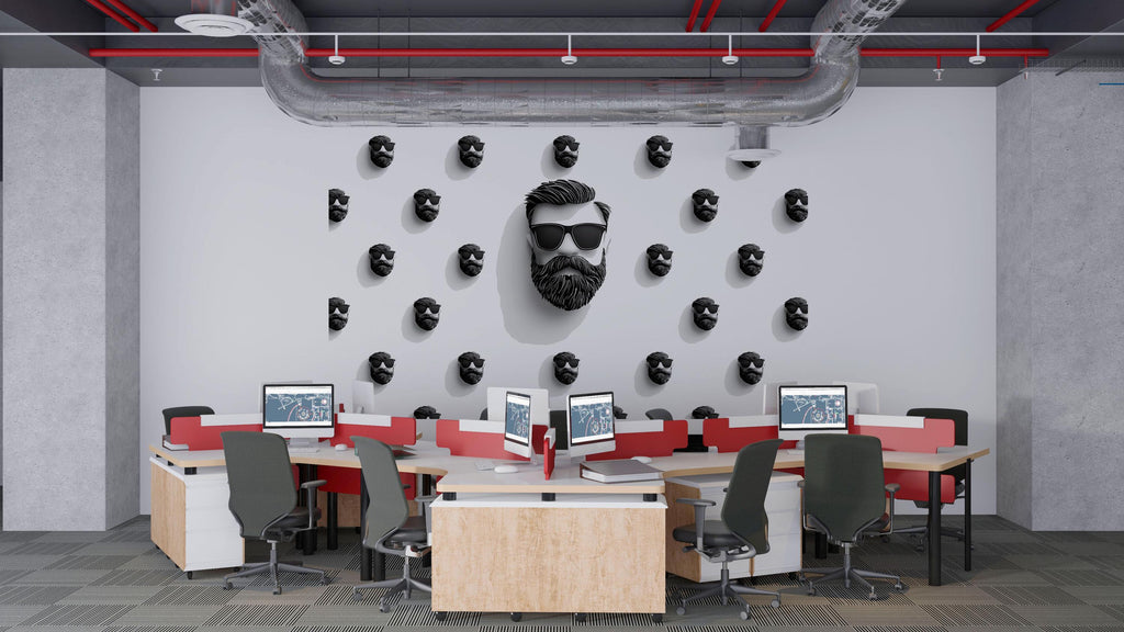 Beard Pattern Wall Decal, Barber Shop Wall Decor, Beard Icon Sticker Set, Mens Grooming Wall Art, Modern Barbershop Interior Design