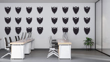 Load image into Gallery viewer, Beard Pattern Wall Decal, Minimal Barber Shop Wall Decor, Repeating Beard Sticker Set, Modern Barbershop Interior, Mens Grooming Wall Art