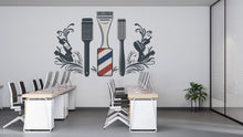 Load image into Gallery viewer, Barber Tools Wall Decal, Clipper Comb Wall Sticker, Barbershop Wall Decor, Hair Salon Wall Art, Mens Grooming Vinyl Decal, Barber Interior