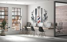 Load image into Gallery viewer, Barber Tools Wall Decal, Clipper Comb Wall Sticker, Barbershop Wall Decor, Hair Salon Wall Art, Mens Grooming Vinyl Decal, Barber Interior