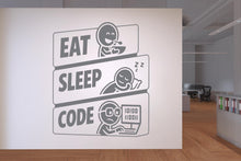 Load image into Gallery viewer, Eat, Sleep, Code Wall decals Vinyl Coding Wall Decor, Technology Office Decor 1125RS