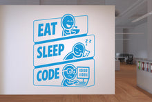 Load image into Gallery viewer, Eat, Sleep, Code Wall decals Vinyl Coding Wall Decor, Technology Office Decor 1125RS