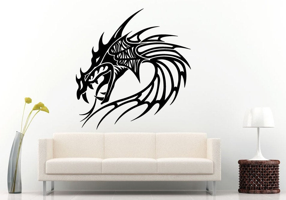 Dragons Tribal Head Wall Decal Vinyl Sticker Mural Room Decor L759