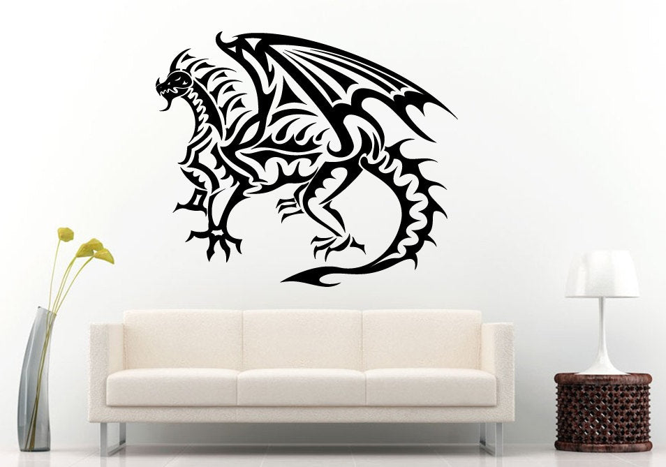 Fire Dragons Tribal With Wings Wall Decal Vinyl Sticker Mural Room Decor L761
