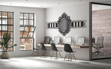 Load image into Gallery viewer, Vintage Barber Wall Decal, Ornate Barbershop Wall Decor, Classic Barber Logo Sticker, Luxury Barber Interior Wall Art, Mens Grooming