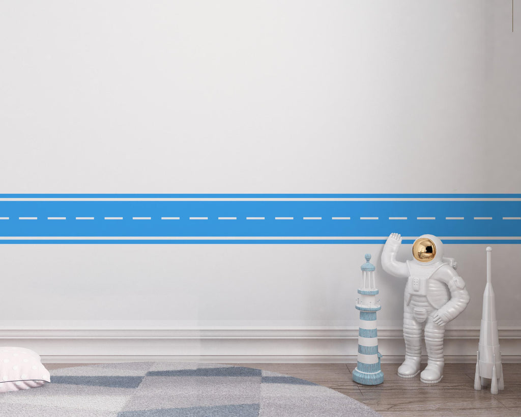Automotive Road Wall Decal Racing Track Wall Mural Kids Room Playroom Bold Race Track Wall Sticker for Boys Room
