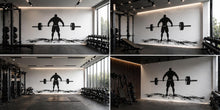 Load image into Gallery viewer, Weightlifting Wall Decal, Gym Wall Art, Barbell Silhouette Sticker, Fitness Wall Decor, Bodybuilder Wall Decal, Workout Gym Mural, Home Gym
