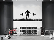 Load image into Gallery viewer, Weightlifting Wall Decal, Gym Wall Art, Barbell Silhouette Sticker, Fitness Wall Decor, Bodybuilder Wall Decal, Workout Gym Mural, Home Gym
