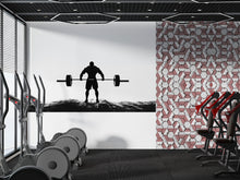Load image into Gallery viewer, Weightlifting Wall Decal, Gym Wall Art, Barbell Silhouette Sticker, Fitness Wall Decor, Bodybuilder Wall Decal, Workout Gym Mural, Home Gym