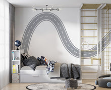 Load image into Gallery viewer, Road Wall Mural Kids Room Racing Track Wall Decal Playroom Bold Race Track Wall Sticker for Boys Room