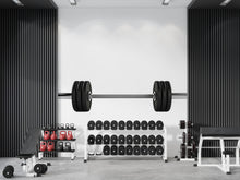 Load image into Gallery viewer, Barbell Wall Decal, Gym Wall Art, Minimal Fitness Wall Decor, Weightlifting Sticker, Home Gym Decor, Workout Wall Mural, Strength Training