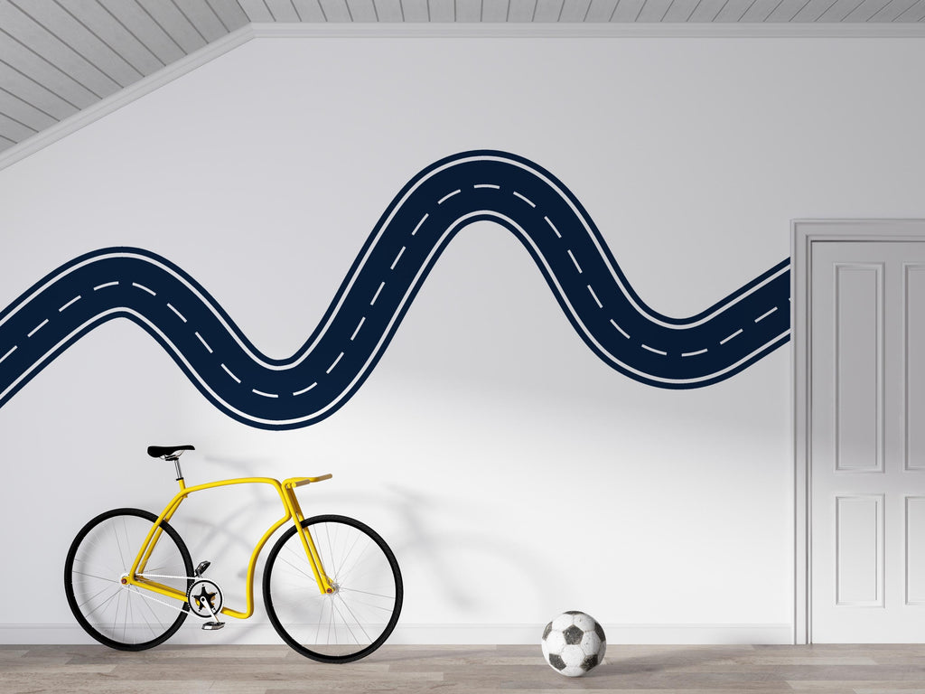 Winding Road Wall Decal Highway Wall Mural Kids Room Playroom Neutral Race Track Wall Sticker