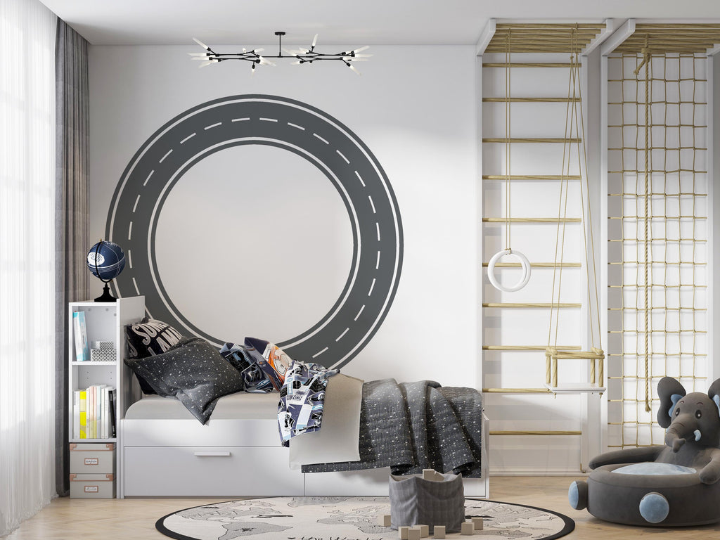 Road Wall Decal Playroom Wall Mural Racing Track Toy Cars Kids Room Race Track Wall Sticker for Playroom