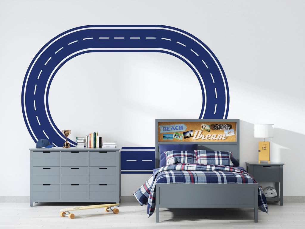 Highway Wall Decal Road Wall Mural Kids Room Racing Track Playroom Teen Room & Boys Bedroom Decor