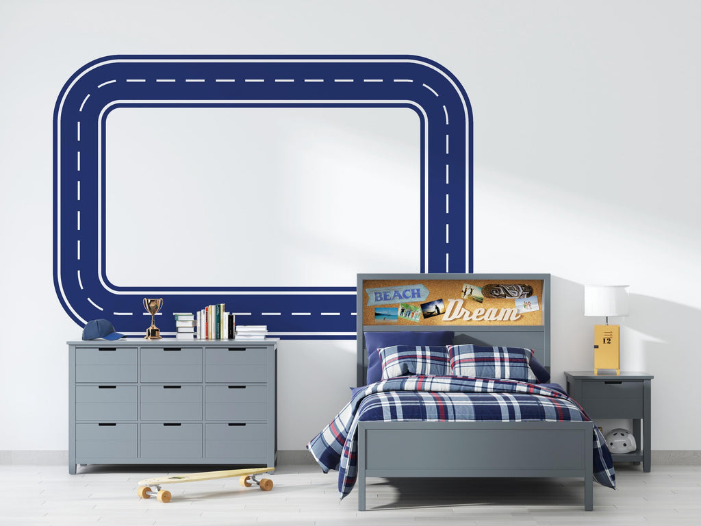 Car Track Wall Decal Road Wall Mural Playroom Racing Highway Kids Room Teen & Boys Bedroom Decor