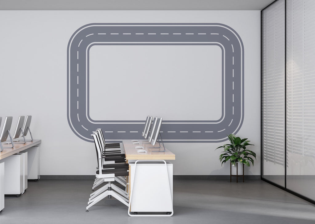 Car Track Wall Decal Road Wall Mural Playroom Racing Highway Kids Room Teen & Boys Bedroom Decor