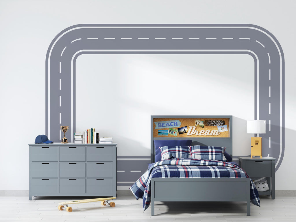 Car Track Wall Decal Road Wall Mural Playroom Racing Highway Kids Room Teen & Boys Bedroom Decor