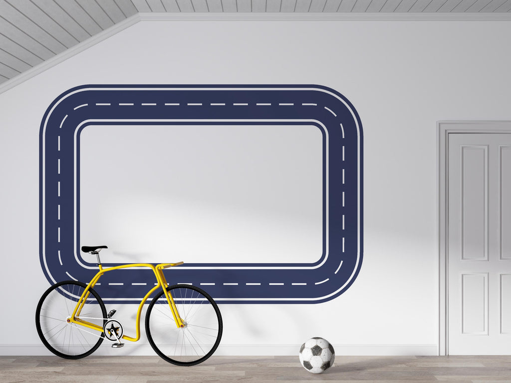Car Track Wall Decal Road Wall Mural Playroom Racing Highway Kids Room Teen & Boys Bedroom Decor