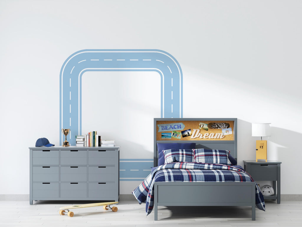 Road Wall Decal Kids Room Highway Wall Mural Toy Car Track Playroom Minimalist Race Track Wall Sticker Teen Room & Boys Bedroom Decor