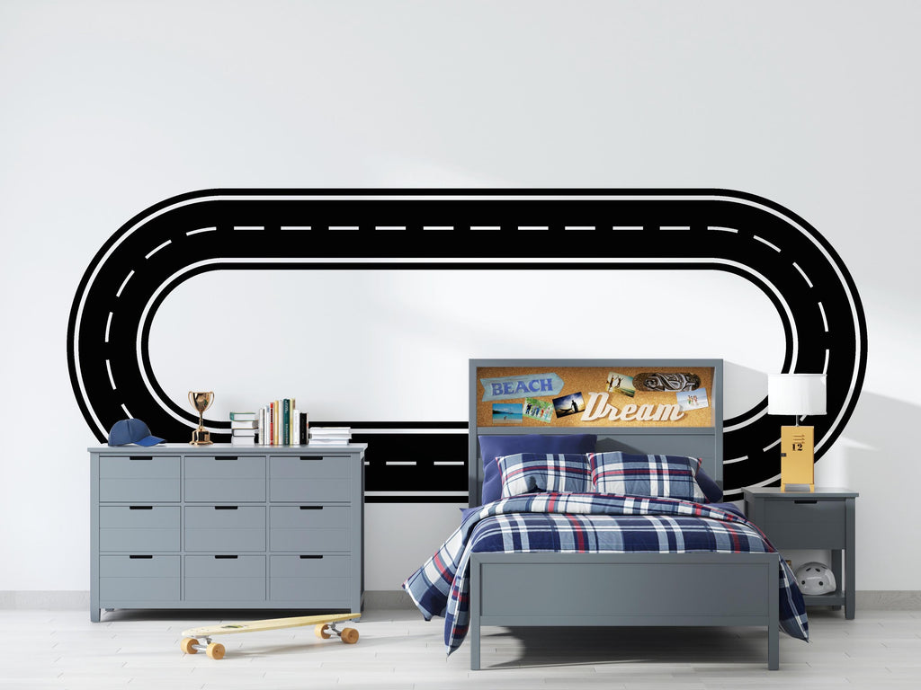Race Track Wall Decal Road Wall Mural Playroom Car Track Wall Sticker Kids Room Nursery & Playroom